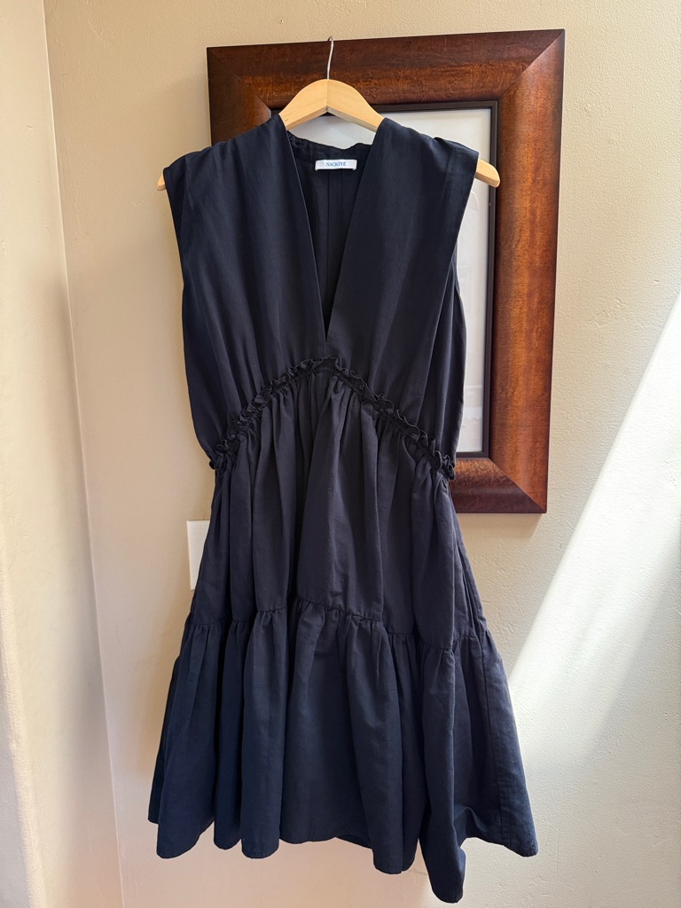 Nackiye Linen Cotton Dress Size Smocked Waist Sleeveless V Neck Ruffle Hem Us 4 — image 5 of 6
